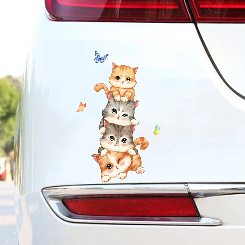 

Car Sticker Cartoon Animal Kitten Butterfly Waterproof Vinyl Decal Car Accessories Decor