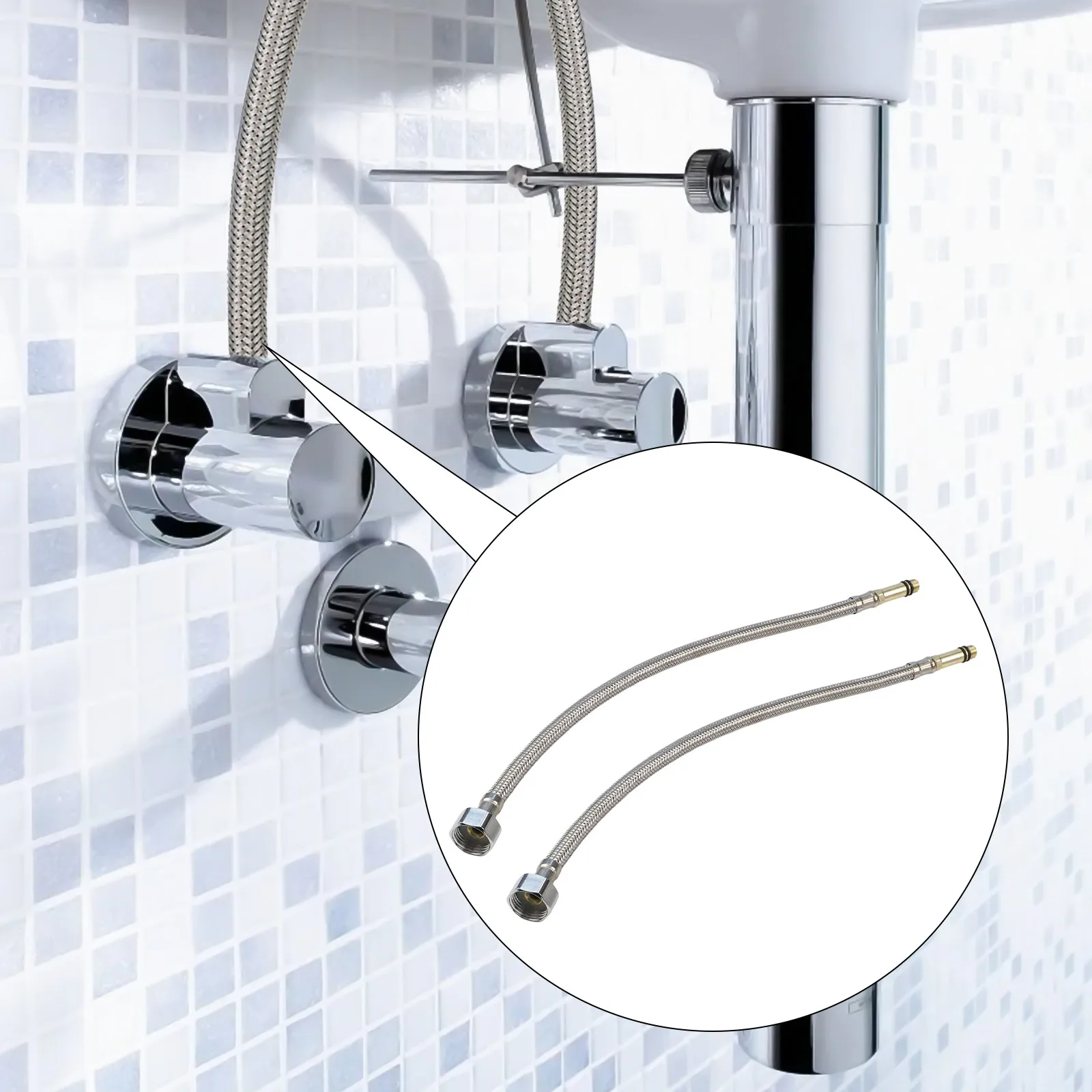

2pcs G1/2 Bathroom Kitchen Faucet Connector Stainless Steel Flexible Plumbing Pipes Cold Hot Mixer Tap Water Pipe
