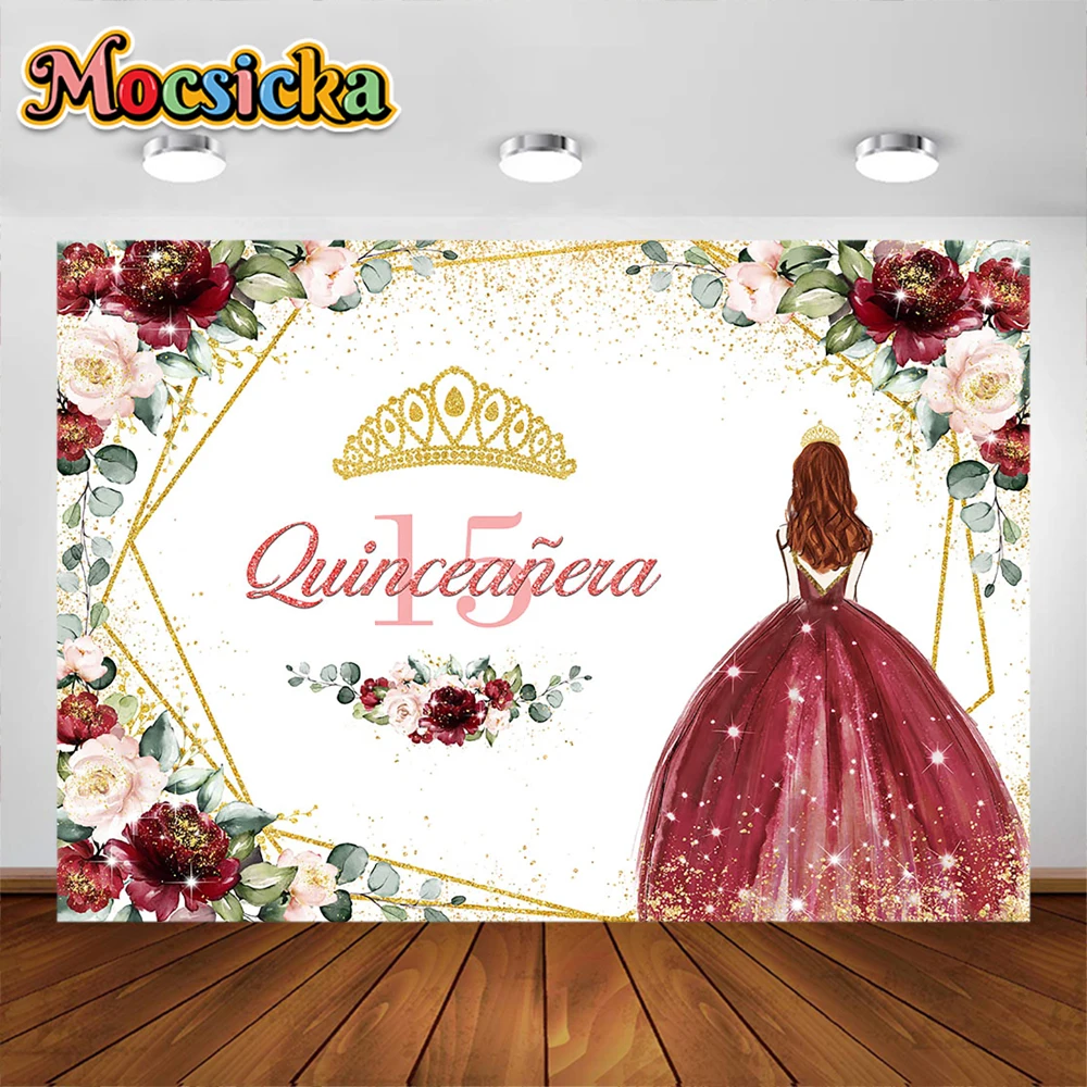 15 Jahre Geburtstag Fotografie Hintergrund Prinzessin Foto Hintergründe Party Dekorationen für Thema Fotostudio Banner Hintergrund