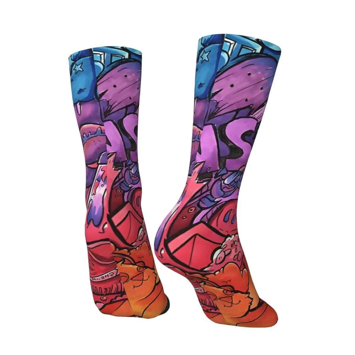 INSTAGRAM Copic Marker Doodle Art Men's Socks Retro Harajuku Street Style Novelty Casual Crew Sock