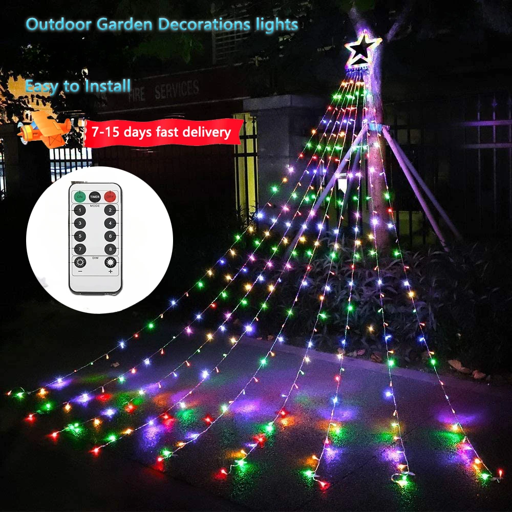 

Outdoor Christmas Solar Lights 350 LED 8 Modes Decorations Waterfall Tree Lights Gift Patio Lights Decor Tree Wedding Yard Porch