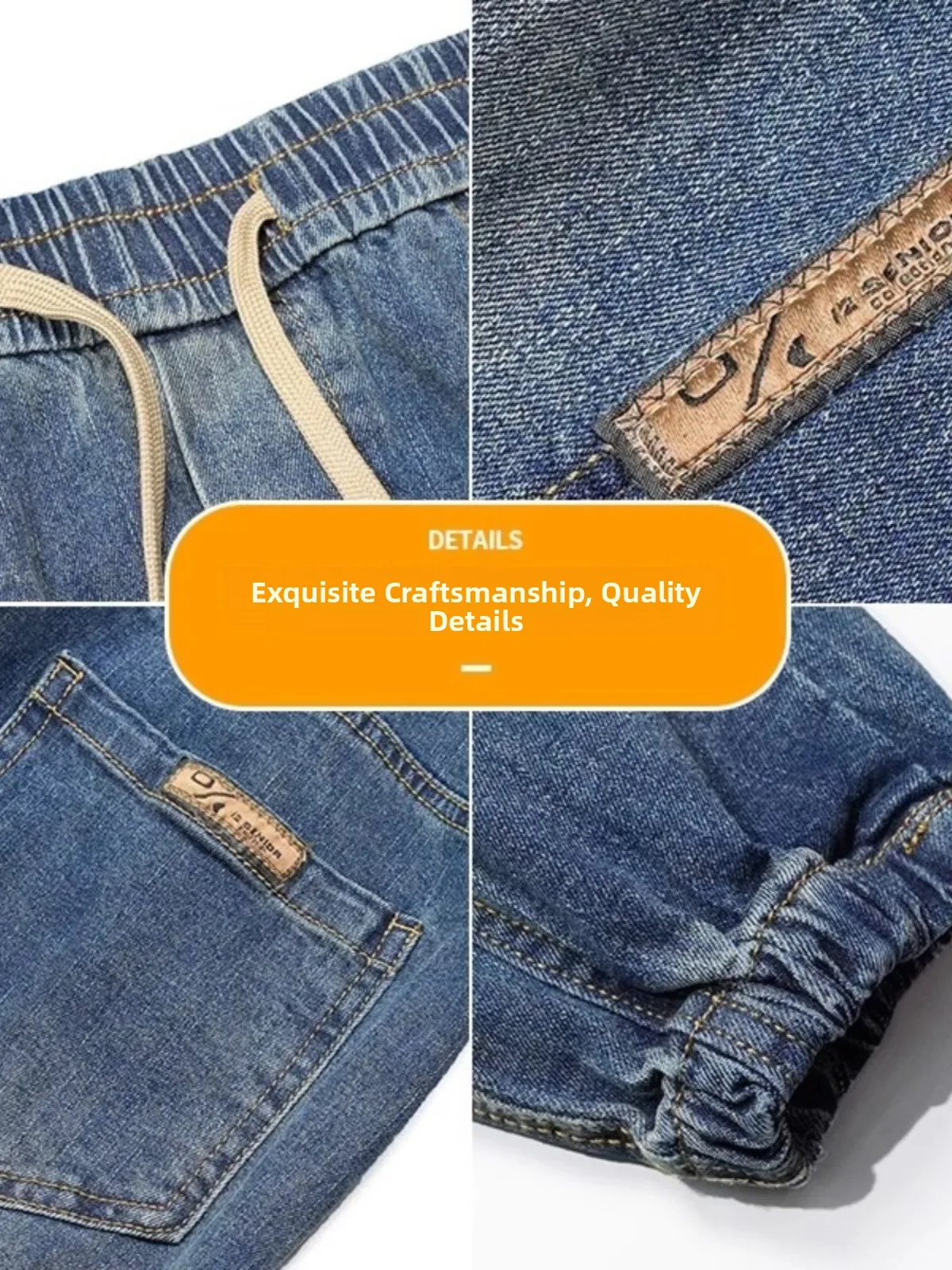 Men's Fce Lined Thi Denim Jeans Casual Warm Winter Harem Sle Long Trousers Dstring Waist Japanese Retro Sle