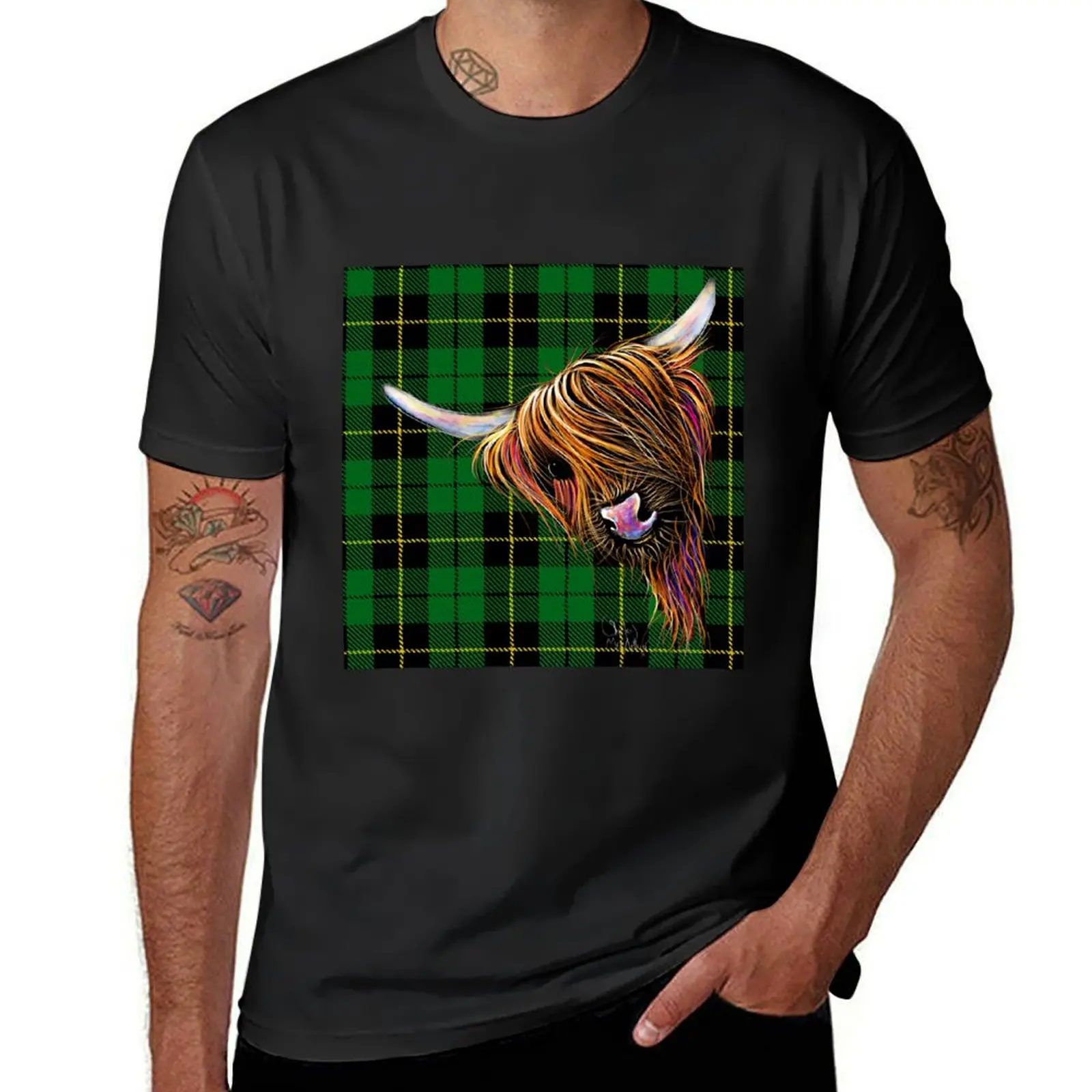 SCoTTiSH HiGHLaND CoW ' TaRTaN NooDLeS G ' by SHiRLeY MacARTHuR T-Shirt customs design your own customs mens t shirts pack