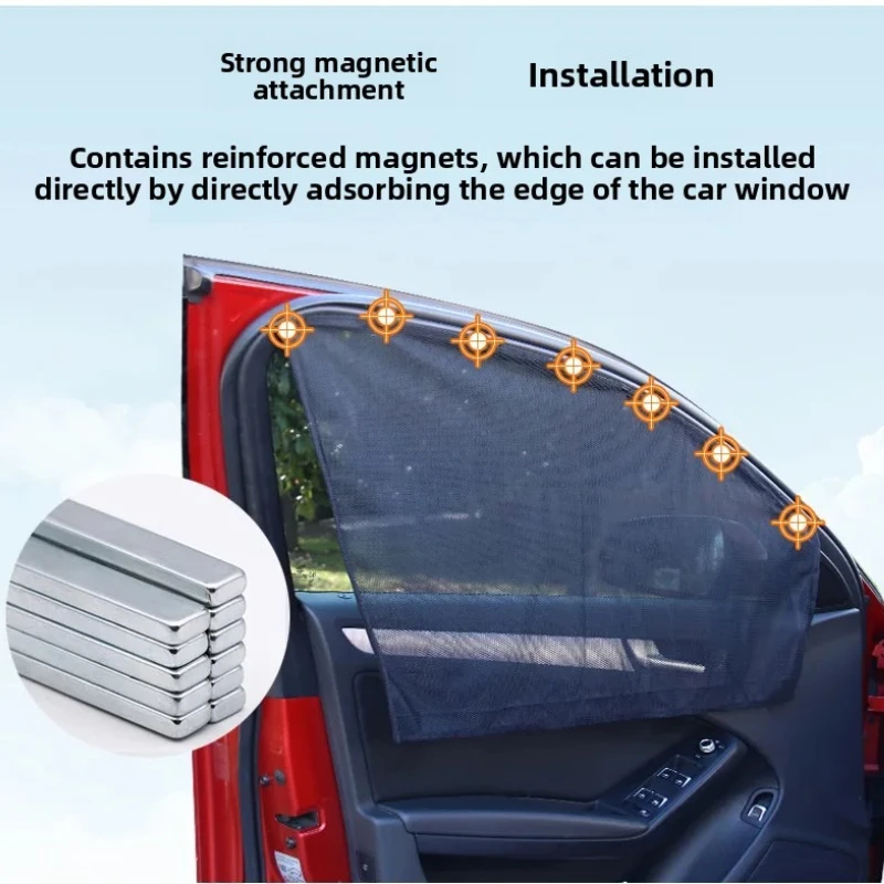 Magnetic Car Window Sunshade Cover Summer UV Protection Car Side Front Rear Window Mesh Curtain Protector Cover Auto Accessories