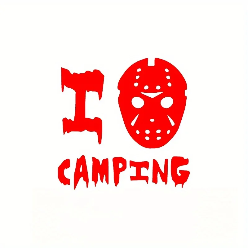 1PC Eye - Catching "I Love Camping" Decal with Mask, Great for Phone Cases, Notebooks & Edgy Outdoor Crafts