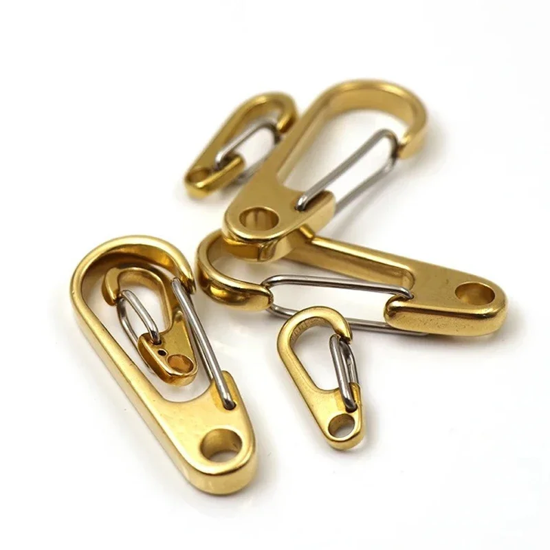 1pcs Pure Brass Curtain Clasp Split Key Ring Hook Chain Loop Key Ring Keychain Strap Wallet Bag Leather Belt Hooks 1