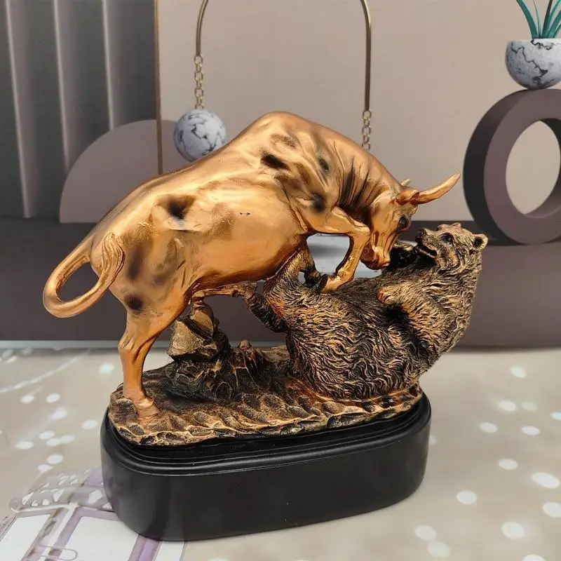

Wall Street Bull Statue Desktop Bull Fighting Figurine Decor Resin Tabletop Ornament Versatile Men Offices Decoration For