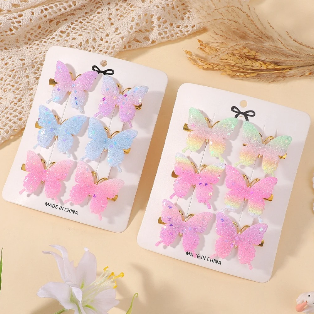

6Pcs/set Colorful Sequins Double Butterfly Hair Clips for Women Girls Sweet DIY Headwear Bow Decor Hairgrip Hair Accessories