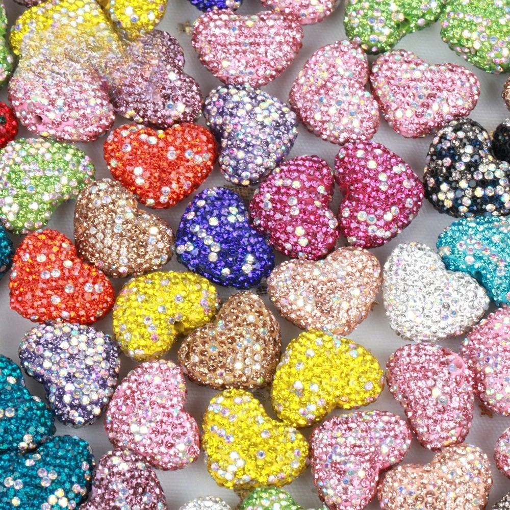 11PCS peach heart 18 * 24MM love soft pottery beads, DIY accessories, bracelets, necklaces, earrings, keychains, accessories.