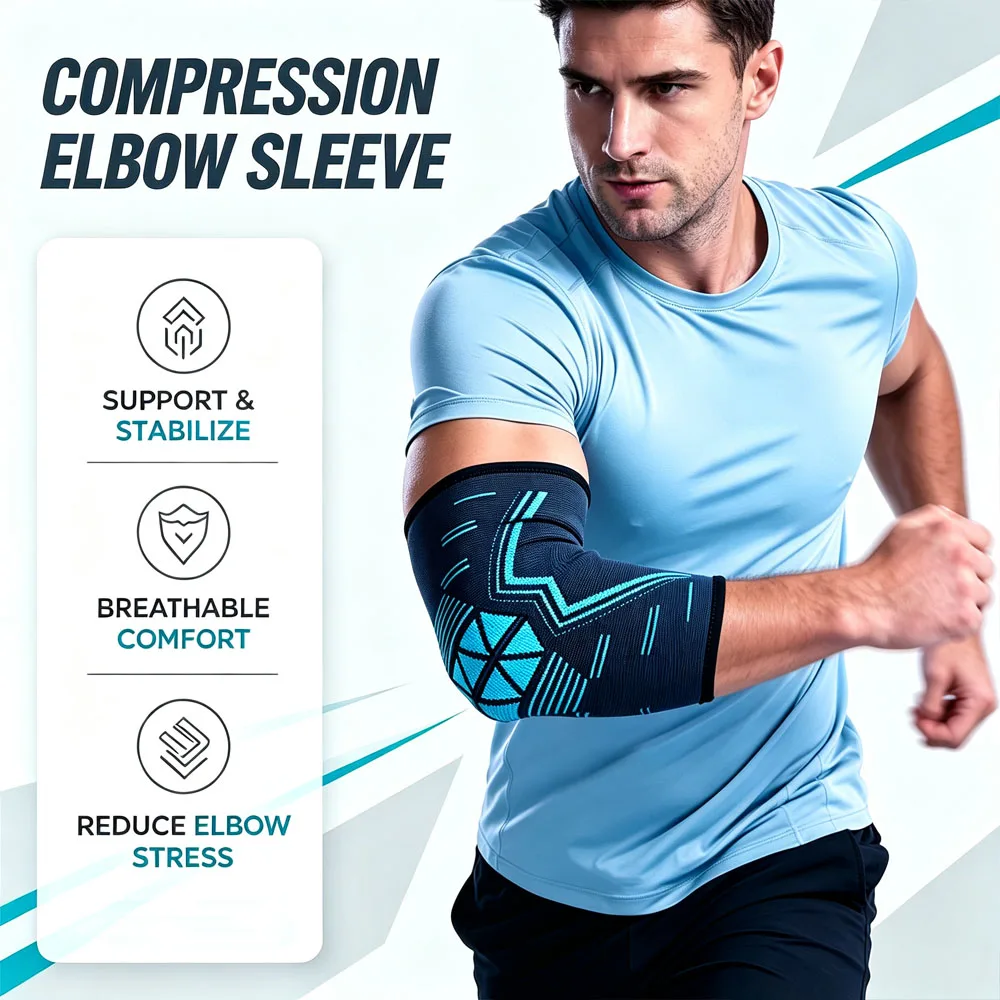 Weightlifting Crossfit Basketball Elbow Support Sleeve, Tendonitis Arthritis Compression Wrap for Gym Workouts, Men & Women