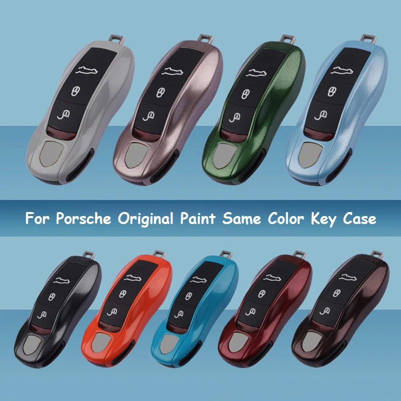 Car Key Paint Case Bordeaux Red Shell Replacement For Porsche Cayenne Mancan Panamera 911 718 Boxster Cayman Taycan 2010-2024