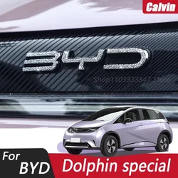 For BYD Dolphin only 2020-23 Diamond sticker Black Badge Logo Emblem Decal racing grill hood Styling Front Machine Cover Decor