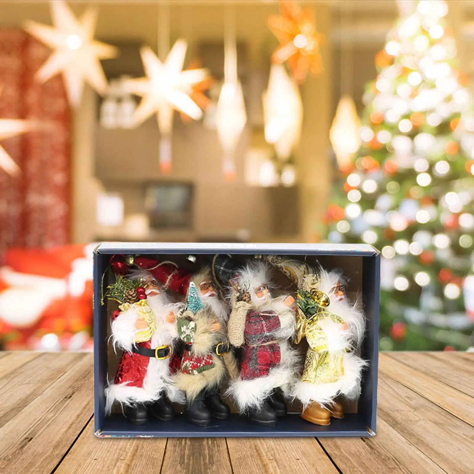 Adornos colgantes para árbol de Navidad, muñeco de Papá Noel de pie para tienda, 5 piezas