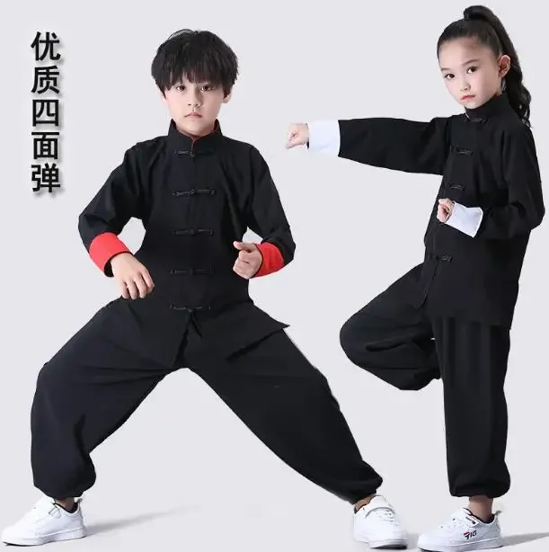 New Wushu Costume Kids Chinese Traditional Style Clothing Performance Tai Chi Kung Fu Uniforms Girls Boys Stage Performance Set