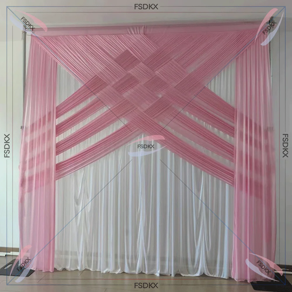 

Wedding Background Sheer Curtains Swag Draping Fabric Wedding Backdrop Drapes Chiffon White And Pink Silk Drape Curtains