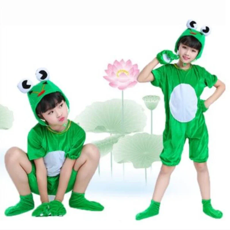 Unisex bambini Stage Show vestiti manica lunga/corta bambini cartone rana costumi Cosplay studenti Stage Play Performance Apparel