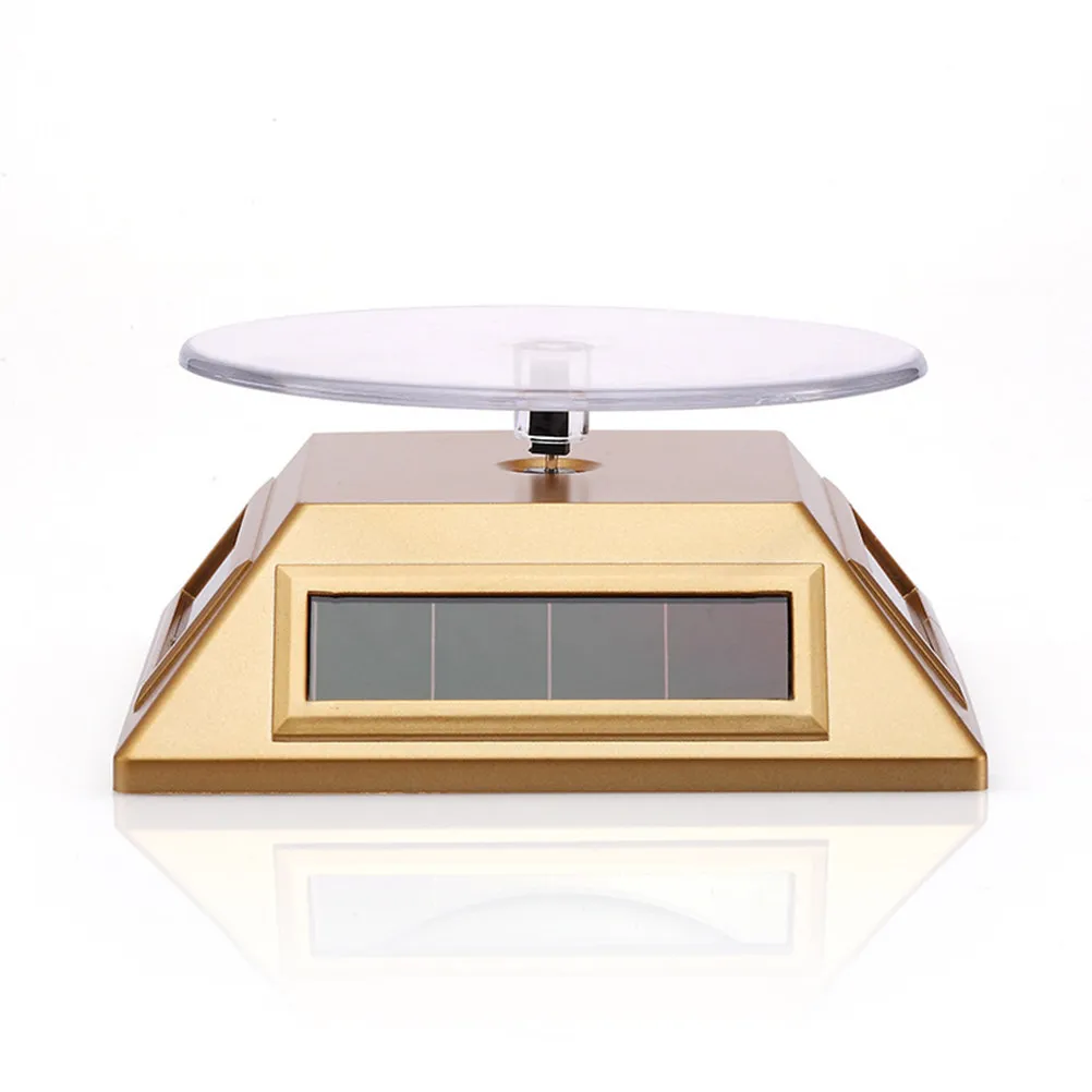 

Solar Powered Hand Watch Display Stand Golden Rotating Jewelry Mobile Phone Digital Camera Display Solar Cell Environmental