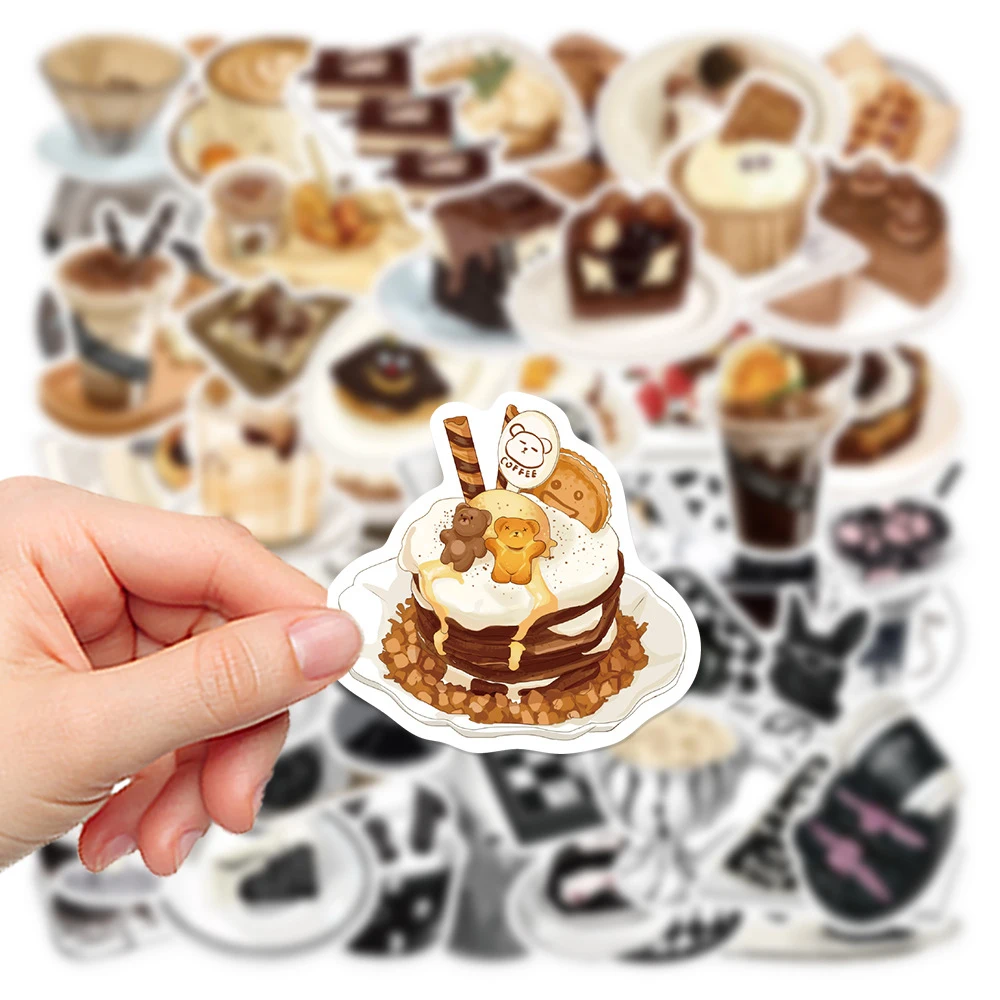 10/30/50PCS Kawaii Food Dessert Coffee Stickers Aesthetic Ins Style Cartoon Decals DIY Skateboard Laptop Decoration Sticker Pack