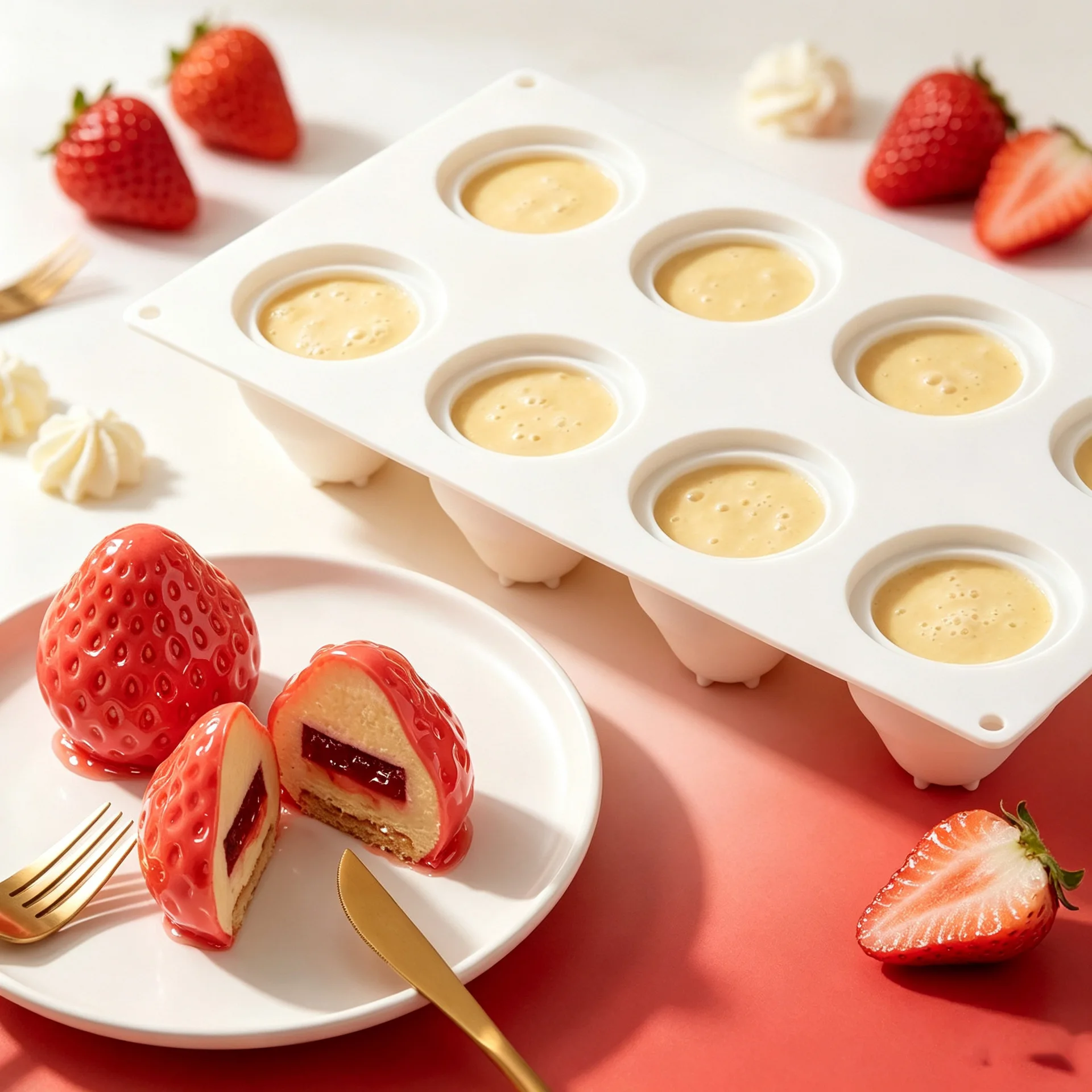 Versatile Silicone Baking Molds for Raspberry Mousse Desserts and Fruit Cake Decorations Reusable Kitchen Tools for Home Bakers