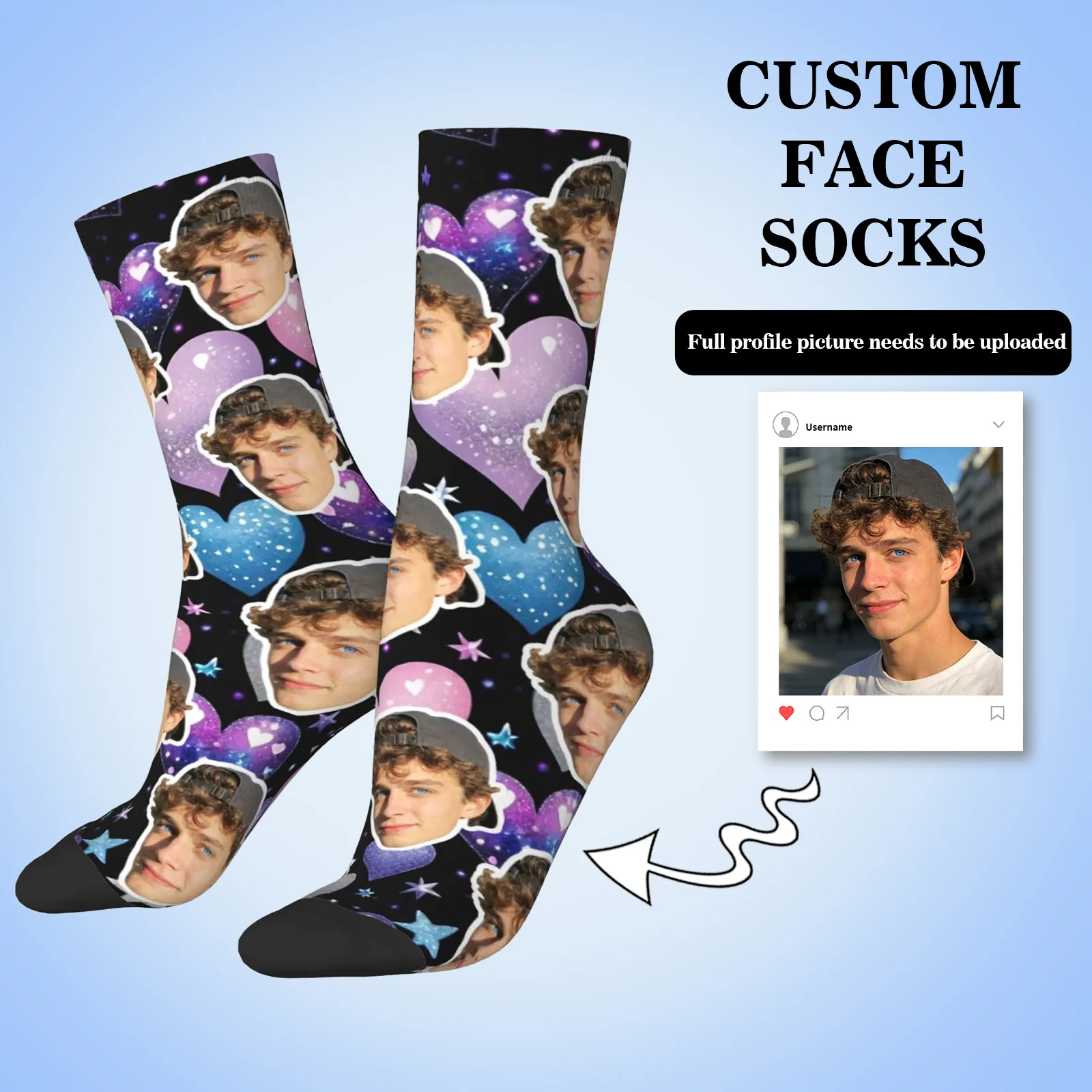 

Personalized funny face socks custom photo face socks as a gift for dad mom friends adult patterned socks