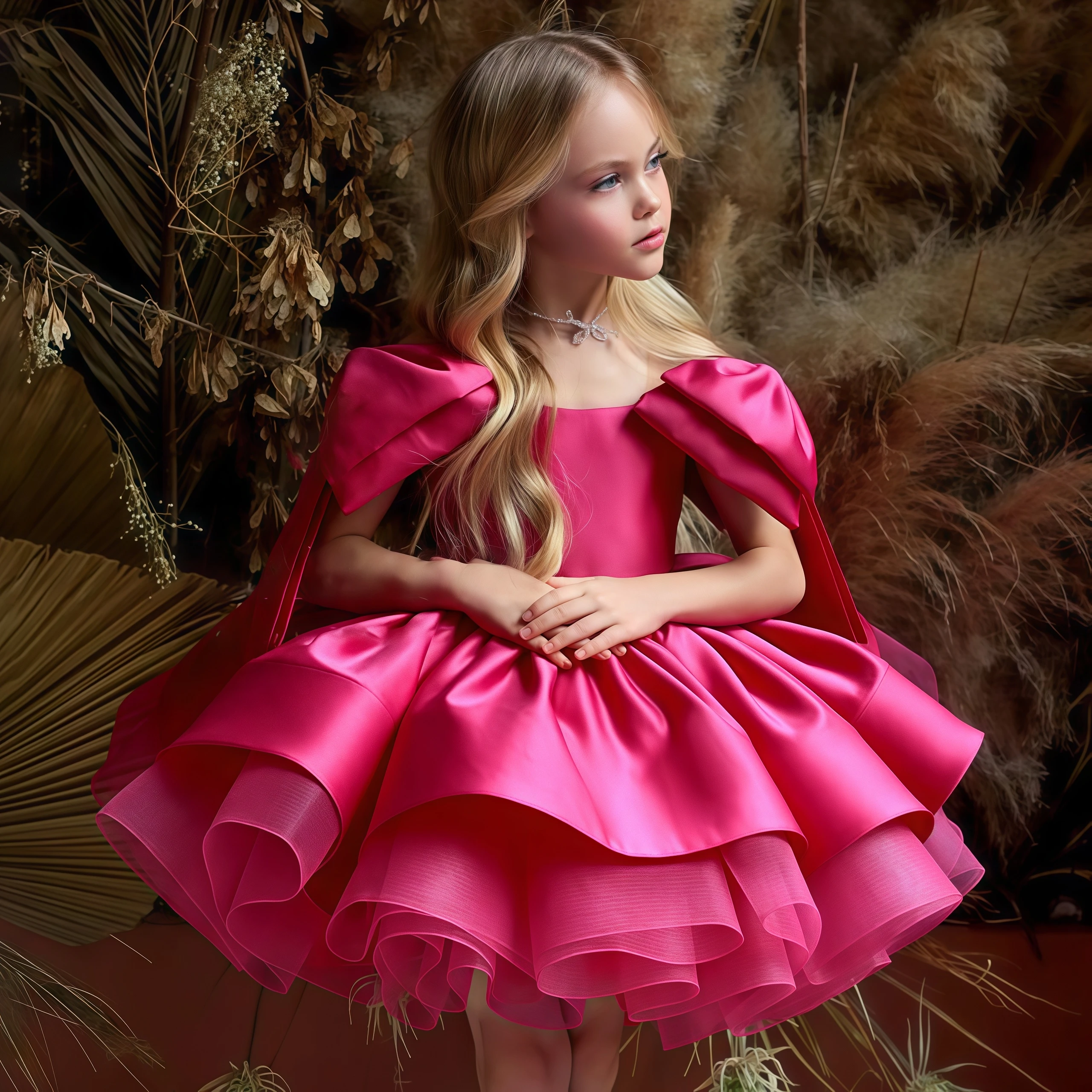 Fashion Big Bow Girls Party Dress Formal Pink Wedding Bridesmaid Birthday Princess Dresses for Girl Gala Christmas Kids Clothes