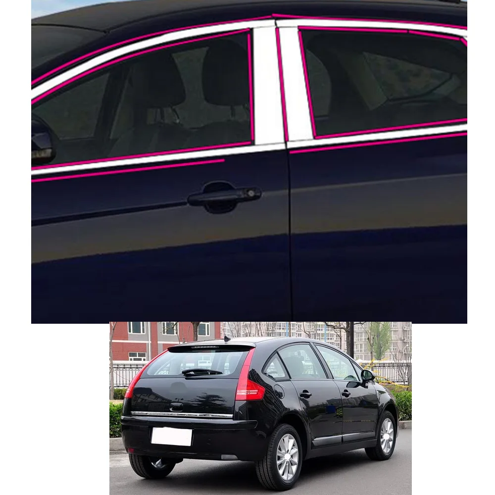 

For Citroen C-Quatre Hatchback 2009 2010 2011 2012 2013 2014 2015 2016 Car Sticker Garnish Pillar Window Strip Trim Frame Hoods