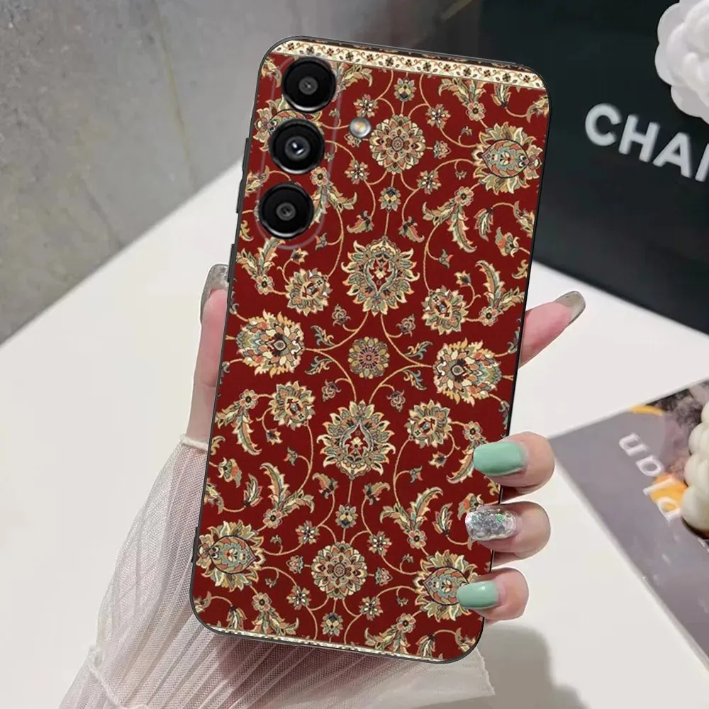 Persian Carpet Floral Pattern  Phone Case For Samsung S24,S21,S22,S23,S30,Ultra,S20,Plus,Fe,Lite,Note,10,9,5G Black Soft Cover