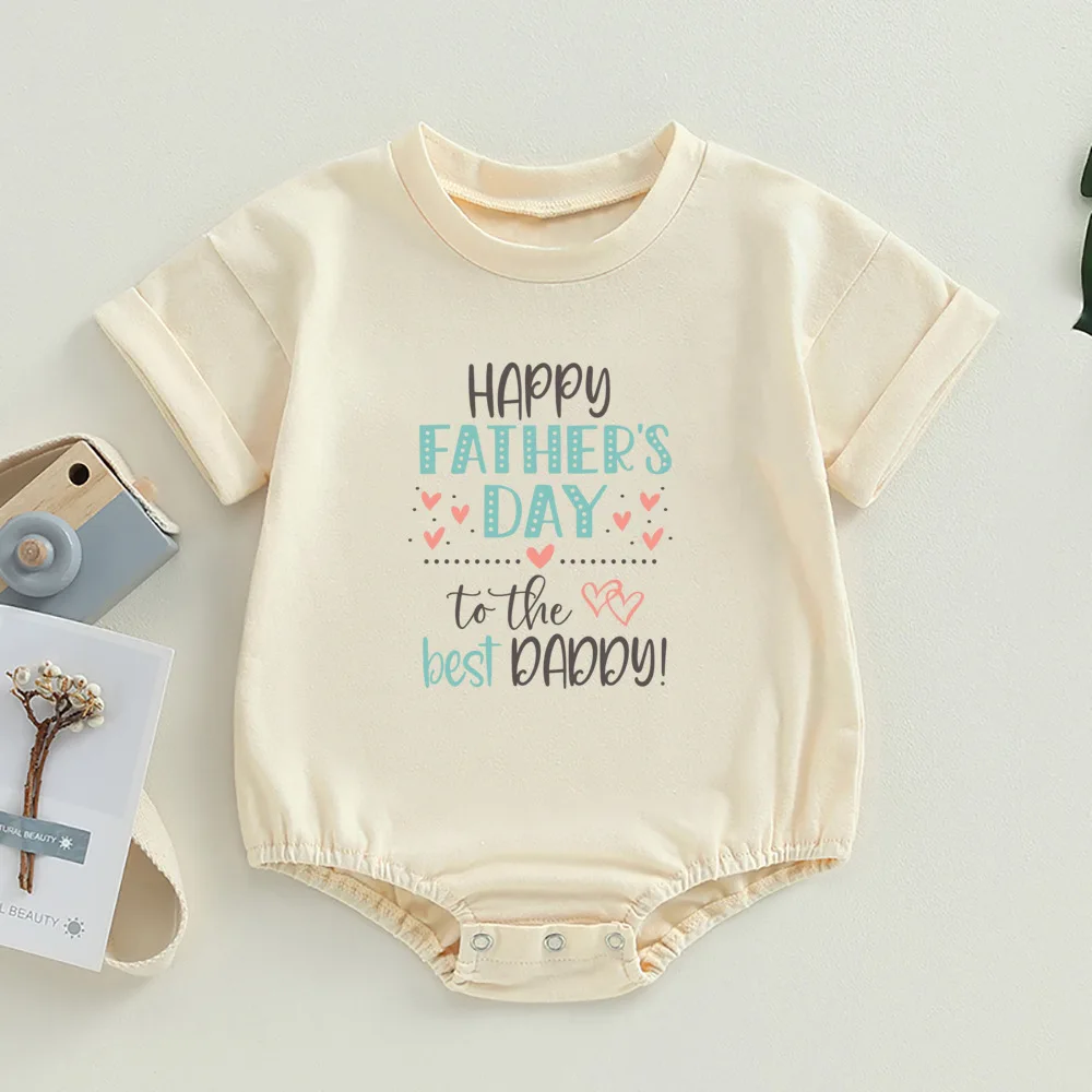 Happy Father's Day To The Best Daddy Baby Retro Bubble Romper Baby Boy Girl Fathers Day Outfits Baby Shower Gifts