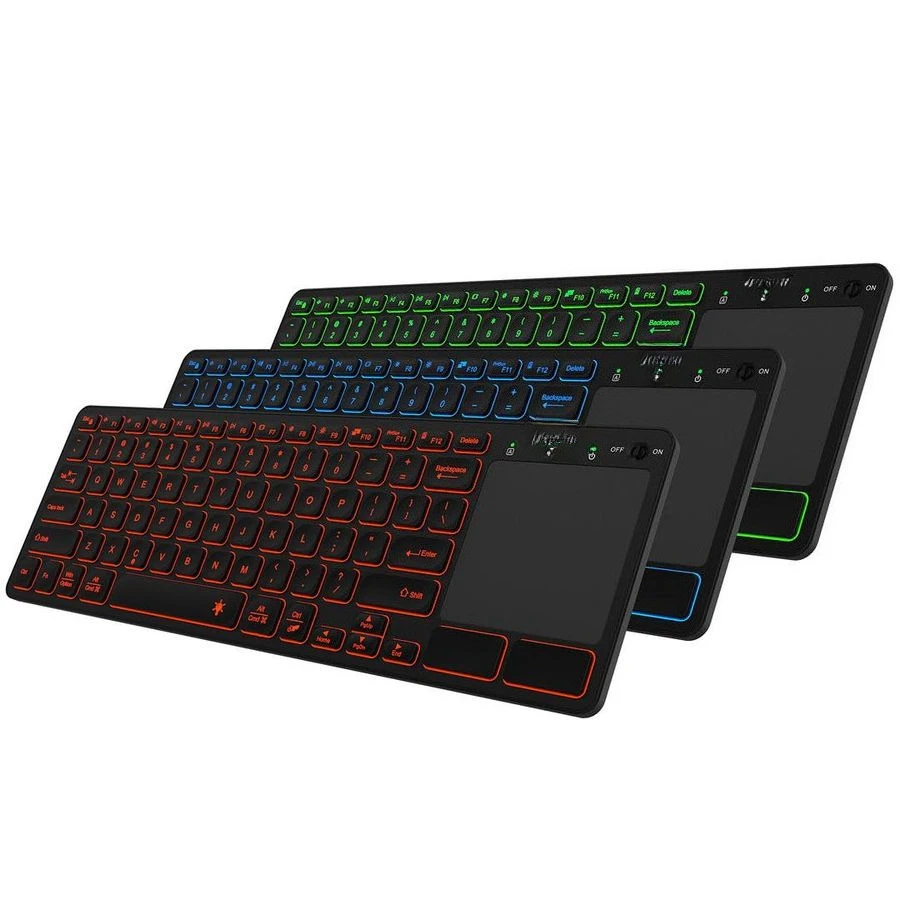 Universal Backlit 7Colors Bluetooth Touch TV Keyboard with Easy Media Control and Buildin Touchpad for TVConnected Computer, Sma