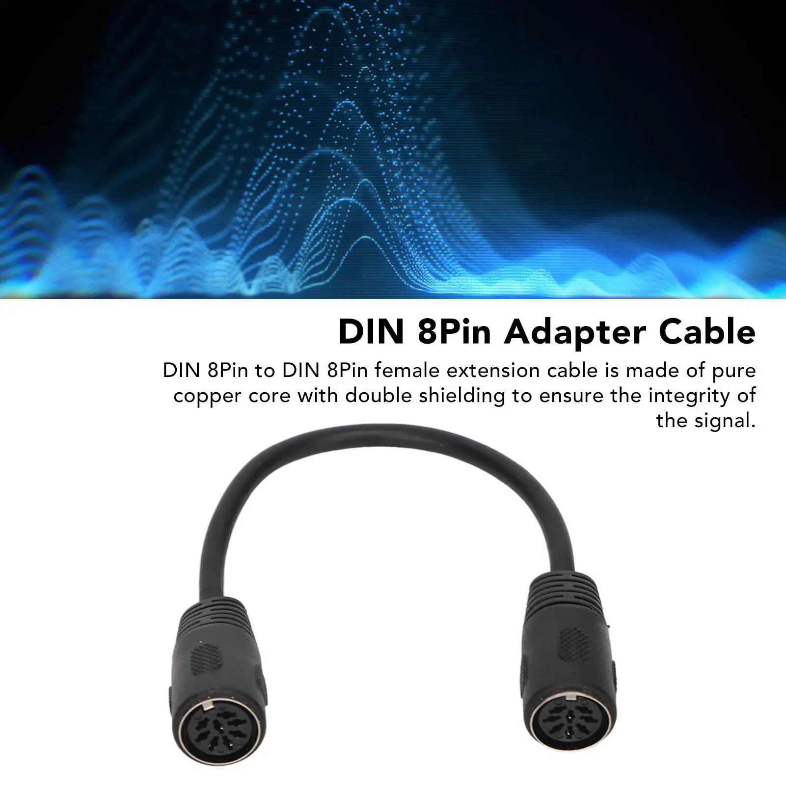 كابل محول الصوت DIN 8Pin المرن إلى أنثى - قلب نحاسي نقي بطول 0.66 قدم لمعدات AV