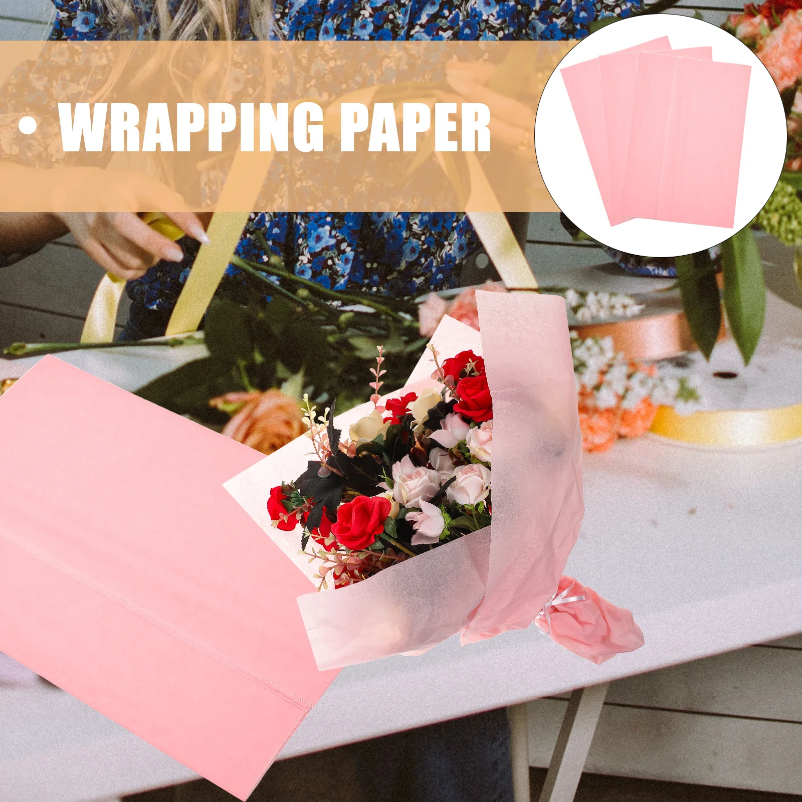 

120 Sheets Flower Wrapping Paper Solid Color Elegant Edges Multi Functional Gift Floral Paper for Bouquet Craft DIY Floral