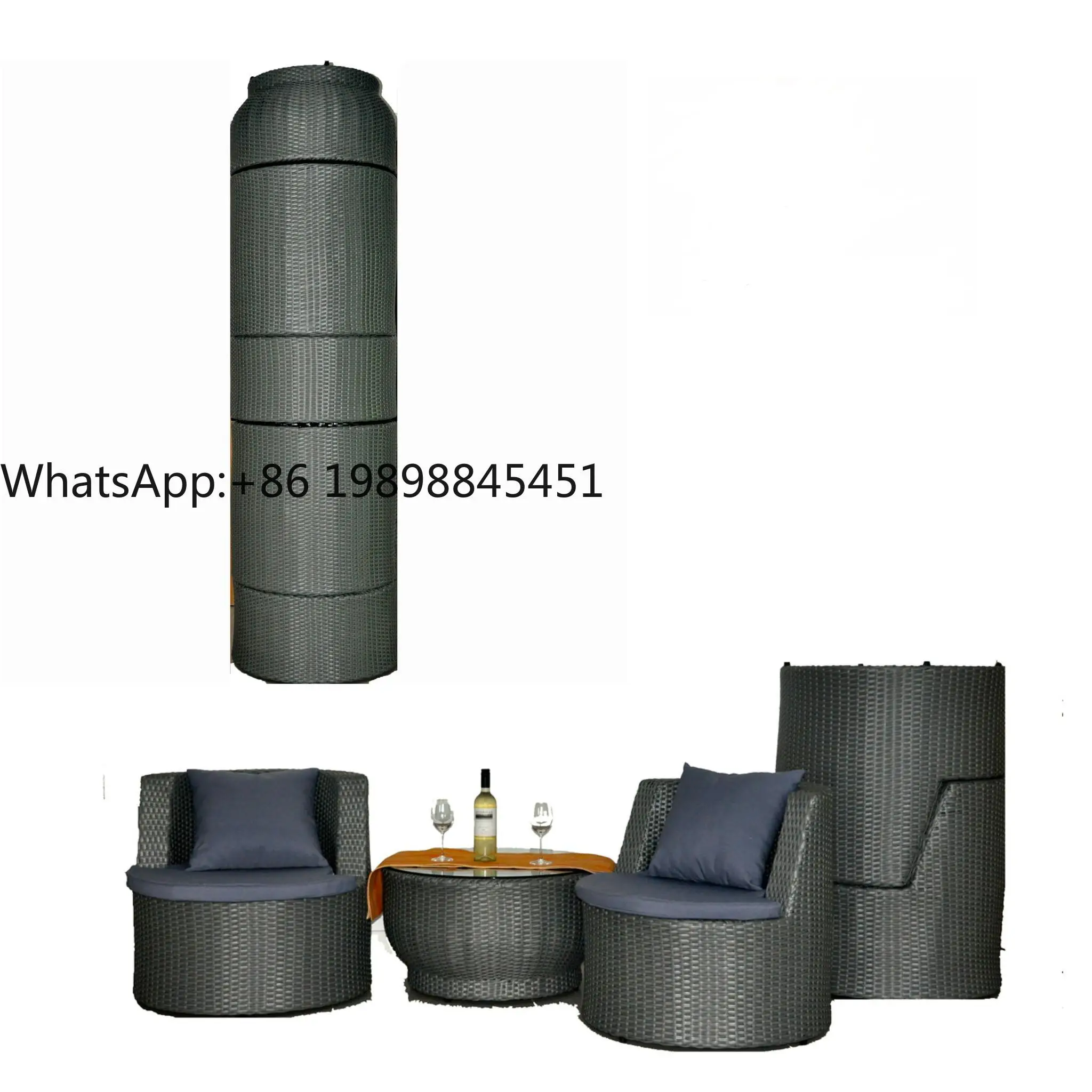 

Home Balcony Space Saving Stackable Outdoor Sofa Furniture Set Garden Wicker Chair Rattan