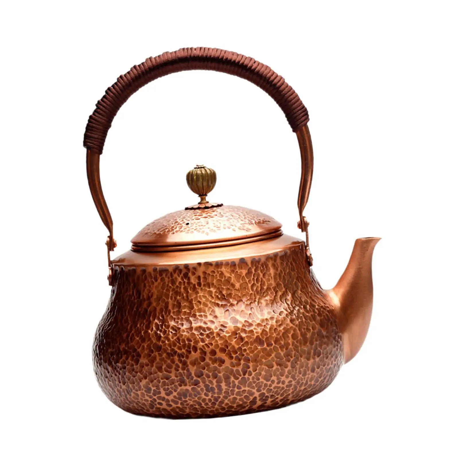 Copper Tea Pot Tea Lovers Gift Multipurpose Handcrafted Portable Handmade 1300ml Hammered Teapot for Tea House Kitchen Household