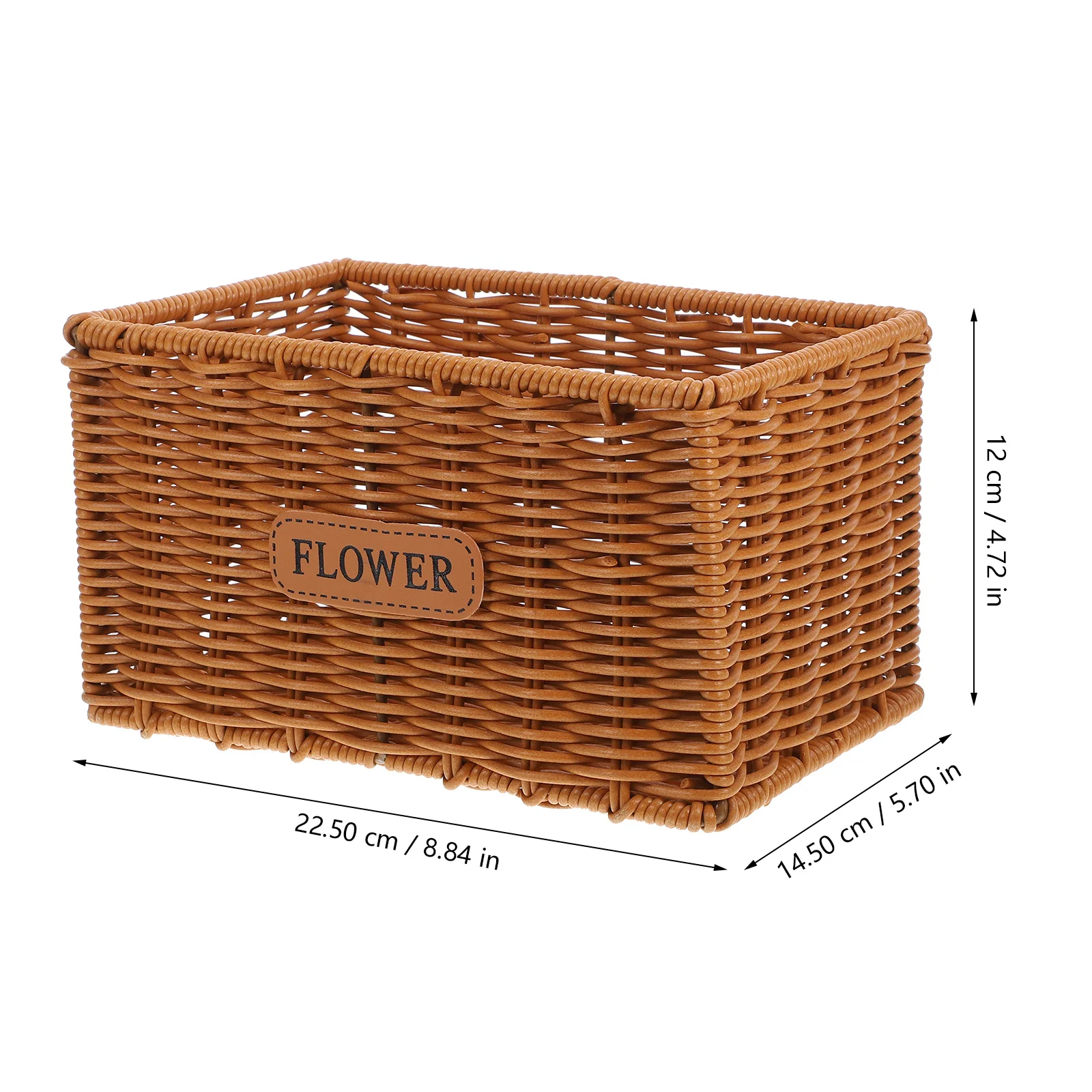 

Imitation Rattan Rustic Rectangular Woven Flower Basket Decorative Storage Basket Multi-Purpose Planter for Indoor Plants
