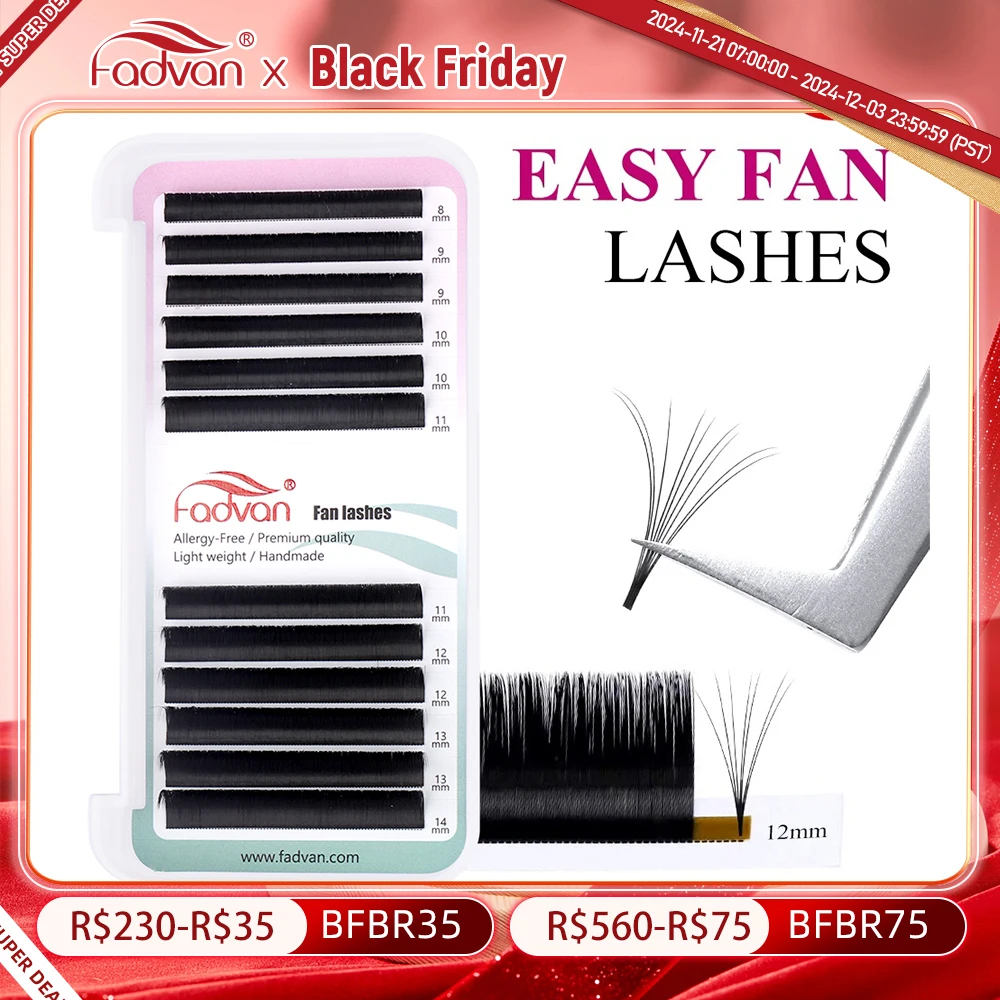 Fadvan Easy Fanning Eyelash Extensions flora Lash Soft Black Russian Volume Lashes Flare Auto Fan Eyelashes Makeup Natural Cilia