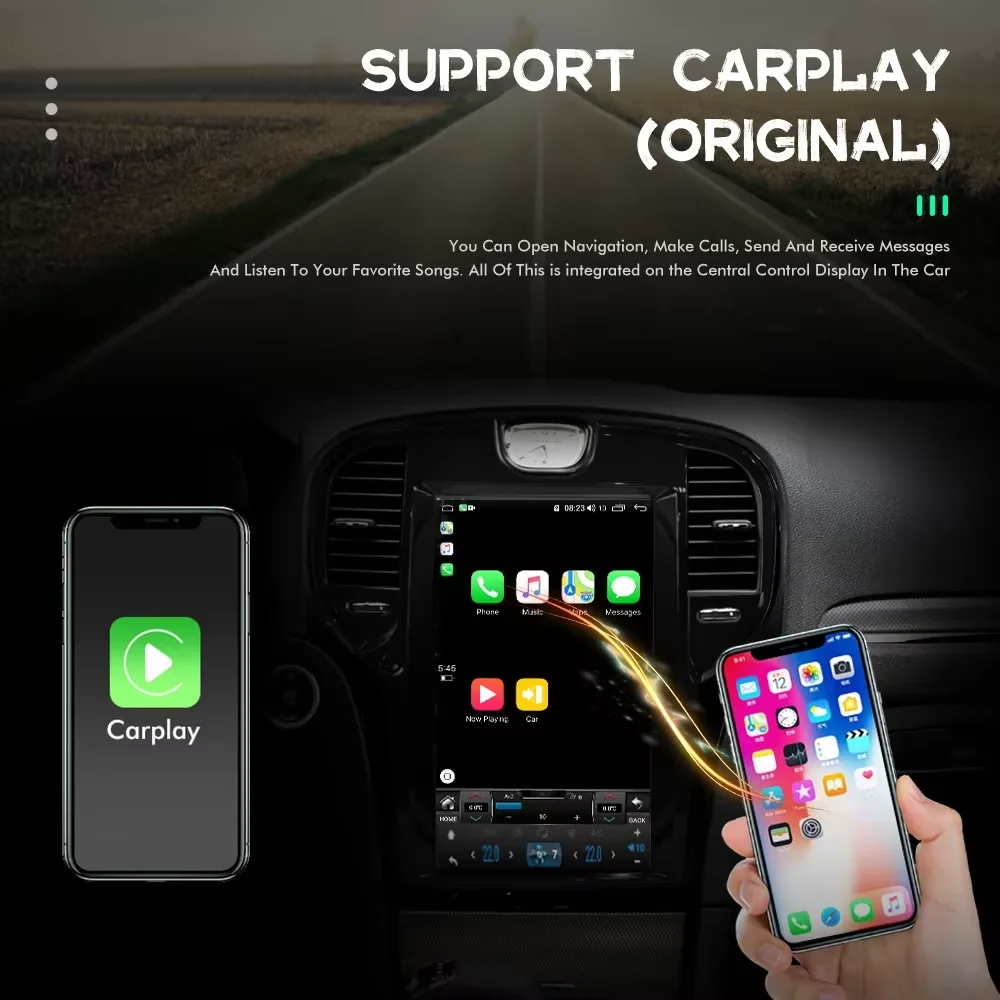 شاشة 13.6 بوصة تعمل باللمس لكرايسلر 300C 2012-2019 Carplay نظام تحديد المواقع والملاحة أندرويد 13 وحدة مشغل راديو الوسائط المتعددة للسيارة 4G WIFI AI