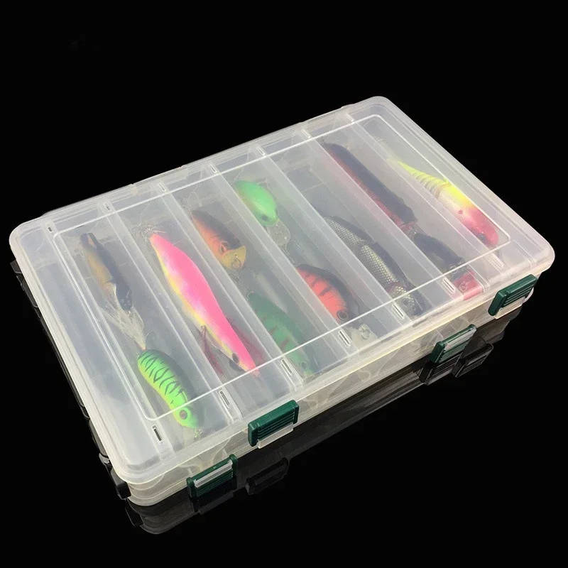 

Double Sided 14 Compartments Fishing Tackle Boxes Lure Organizer Hook Bait Case Bait Container Box For Wobblers