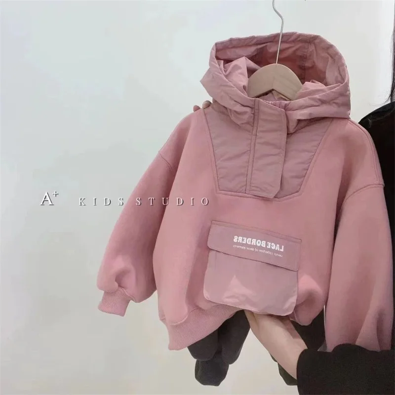 

Boys Hoodies Sweatshirts Cotton Tops Outwear 2024 Pink Thicken Winter Autumn Kids Christmas Gift Sport Children's Clothing