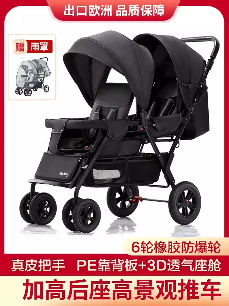 

Bluebaby Twin Baby Stroller Lightweight Foldable Can Sit or Lie Down Twin Baby Stroller for Two Children