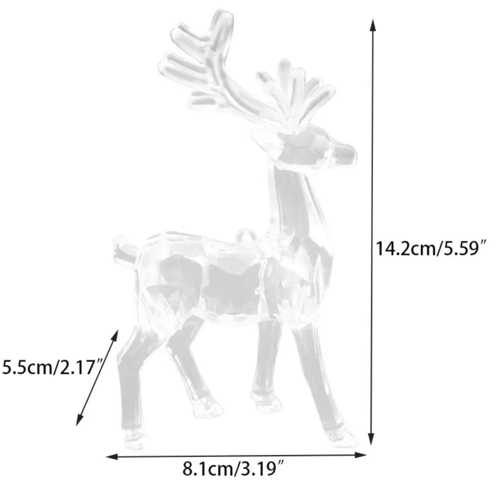 Acrylic Deer Figurines Desktop Ornament Room Decor Transparent Crystal Elk Reindeer Sculpture Christmas Home Office Decoration