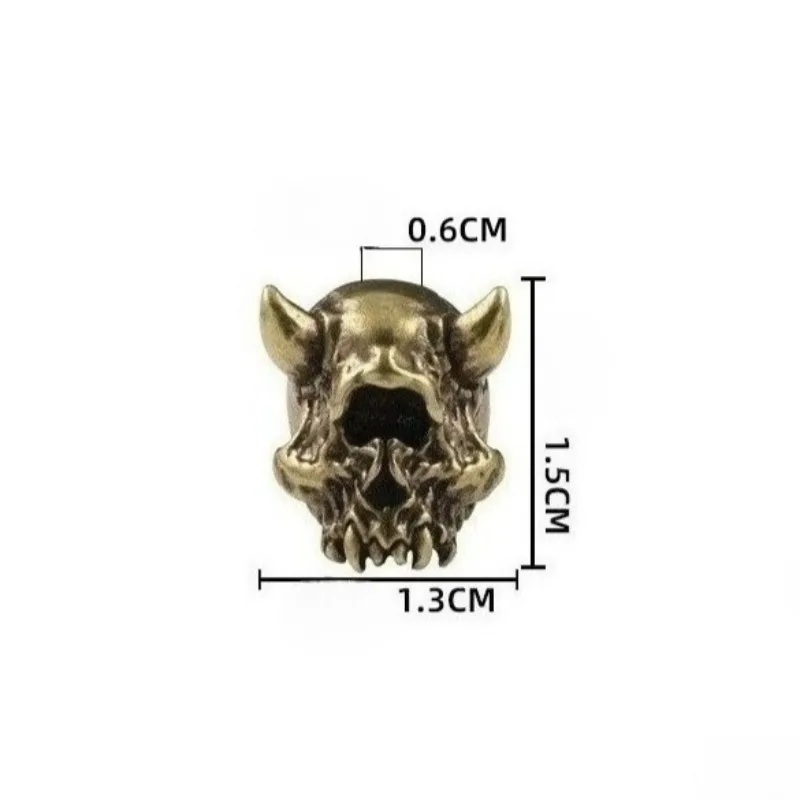 1 PC Prank Horror Antique Style Antiqued One Eyed Skull Brass Ornament DIY Keychain Large Hole Paracord Pendant Home Decoration