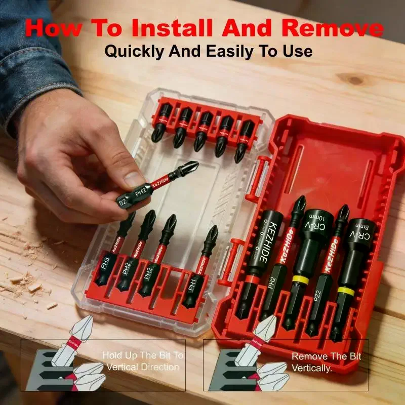 Titanium Coated Drill Bit And Socket Set With Portable Storage Box For Home Repair DIY Woodworking Projects