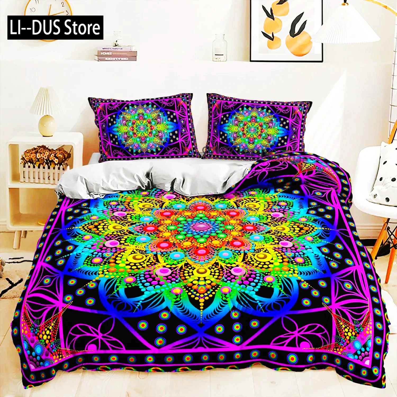 

3d Bohemian Bedding Set Boho Flowers Duvet Cover Pillowcases Queen King Size 2/3pcs Bed Linens For Woman Couple