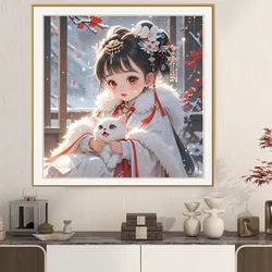 11CT 9CT 귀여운 소녀 바느질 작업, 인쇄 크로스 스티치, 자수 키트 세트 전체 크로스 스티치 50X50cm 3 스타일