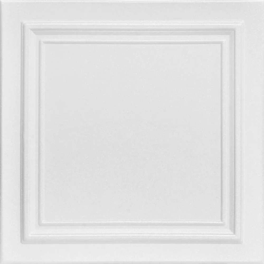 CEILINGS R24 Line Art Schaumstoff-Deckenfliese zum Aufkleben (128 Quadrat ft./Koffer), 48, Packung, einfarbig, Weiß