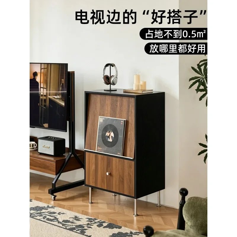 Small four solid wood TV side cabinet medieval black walnut wall corner cabinet living room storage cabinet dining room tea cabi