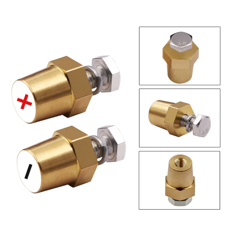 1 Pair Battery Poles Adapter Brass Battery Terminal Connector Positive Negative Battery Post Connector Terminal