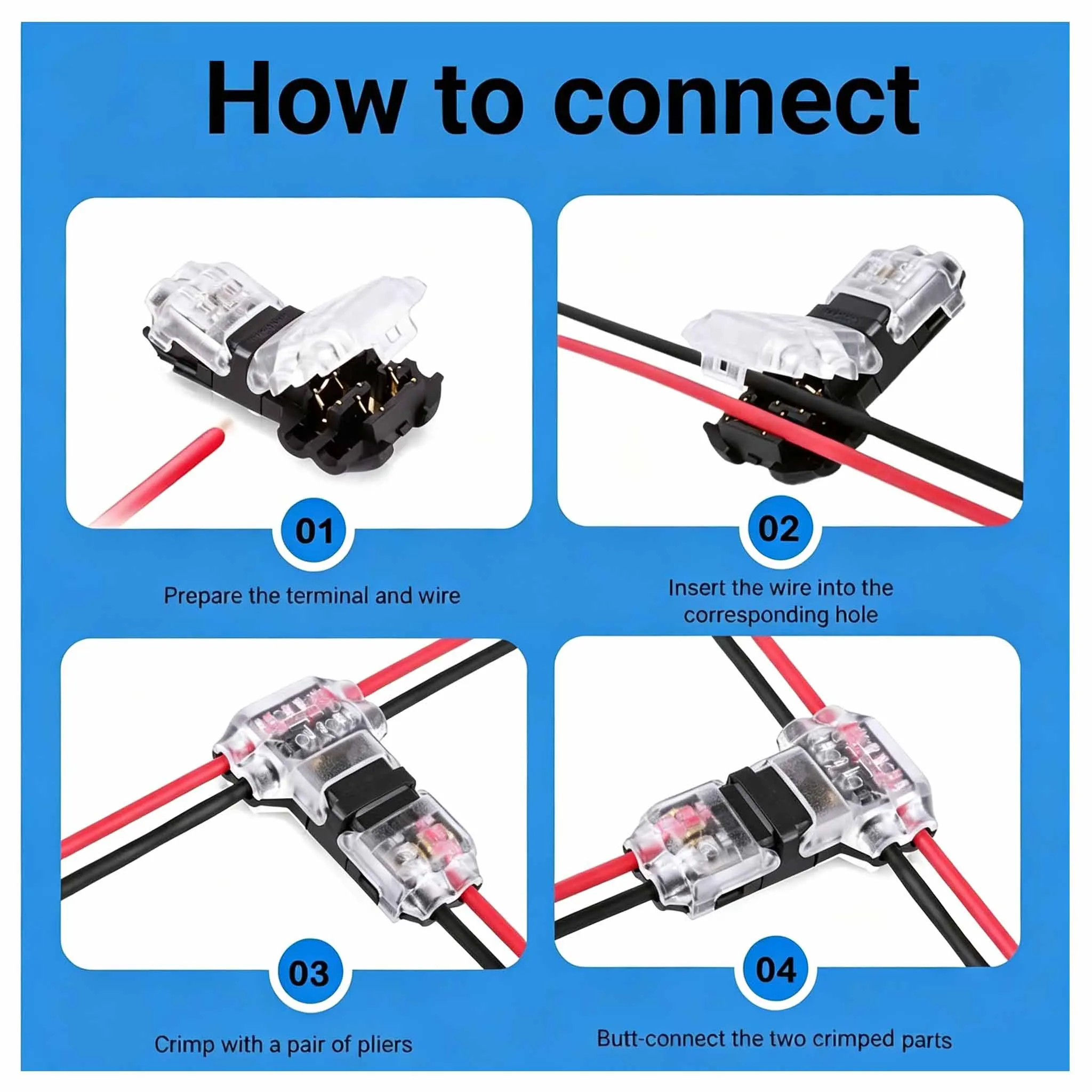 5/10/20PCS T2 Snap In Wire Cable Connector No Solder No Peel Quick Terminal Joiner Auto Car Electrical Plug Wire Accessories