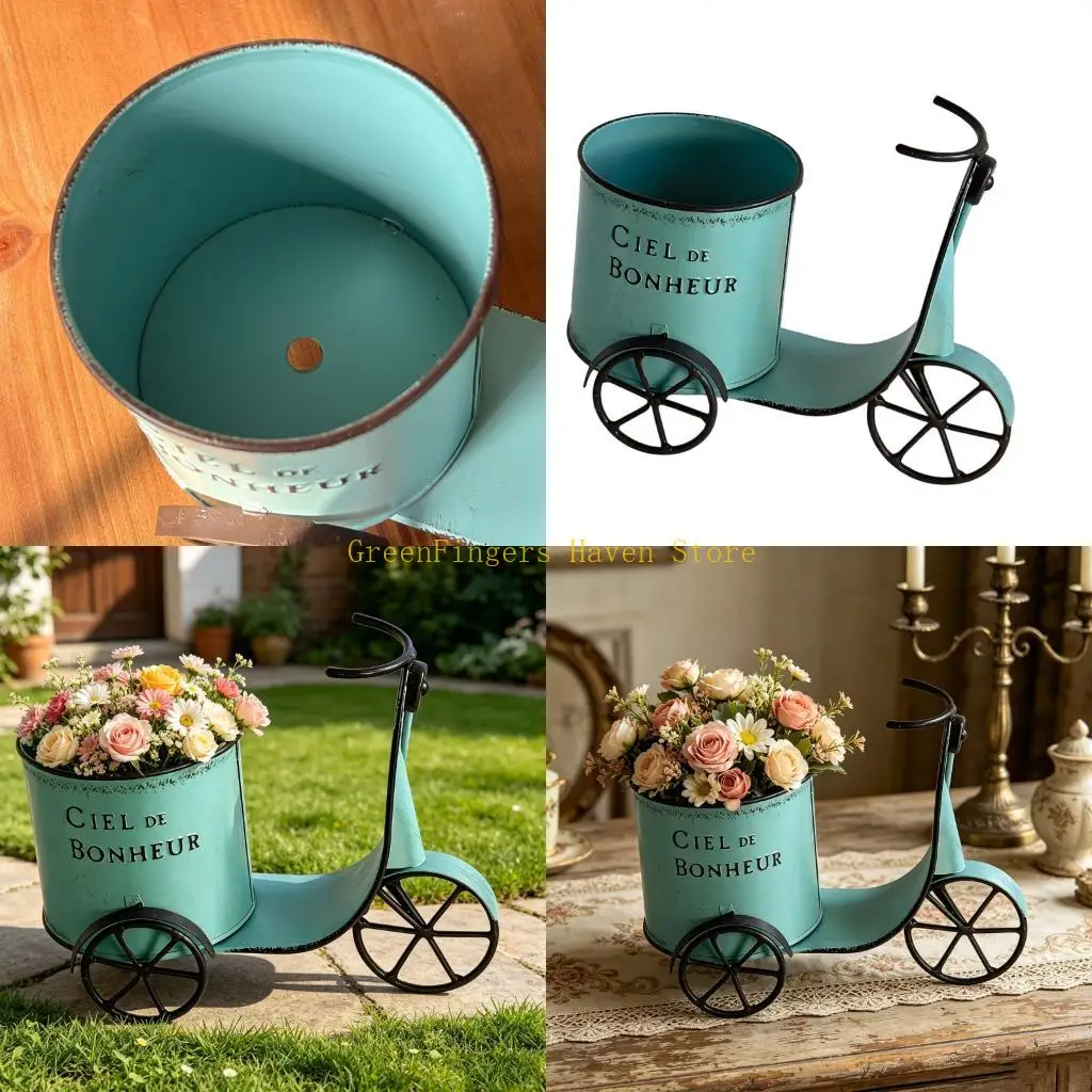 

F68D Flower Pot Succulents Planter Iron Art Flowerpot Flower Stand Home Yard Garden