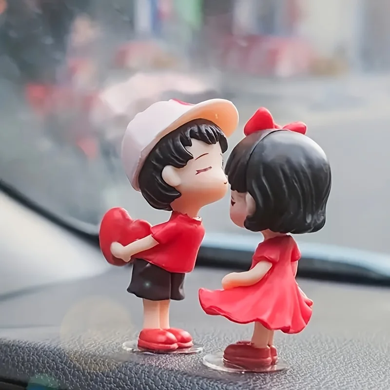 Romantic Kiss Couple Ornament for Car Dashboard Home Decor Cute Love-Themed Collectibles for Valentine's Day Fits Various Room